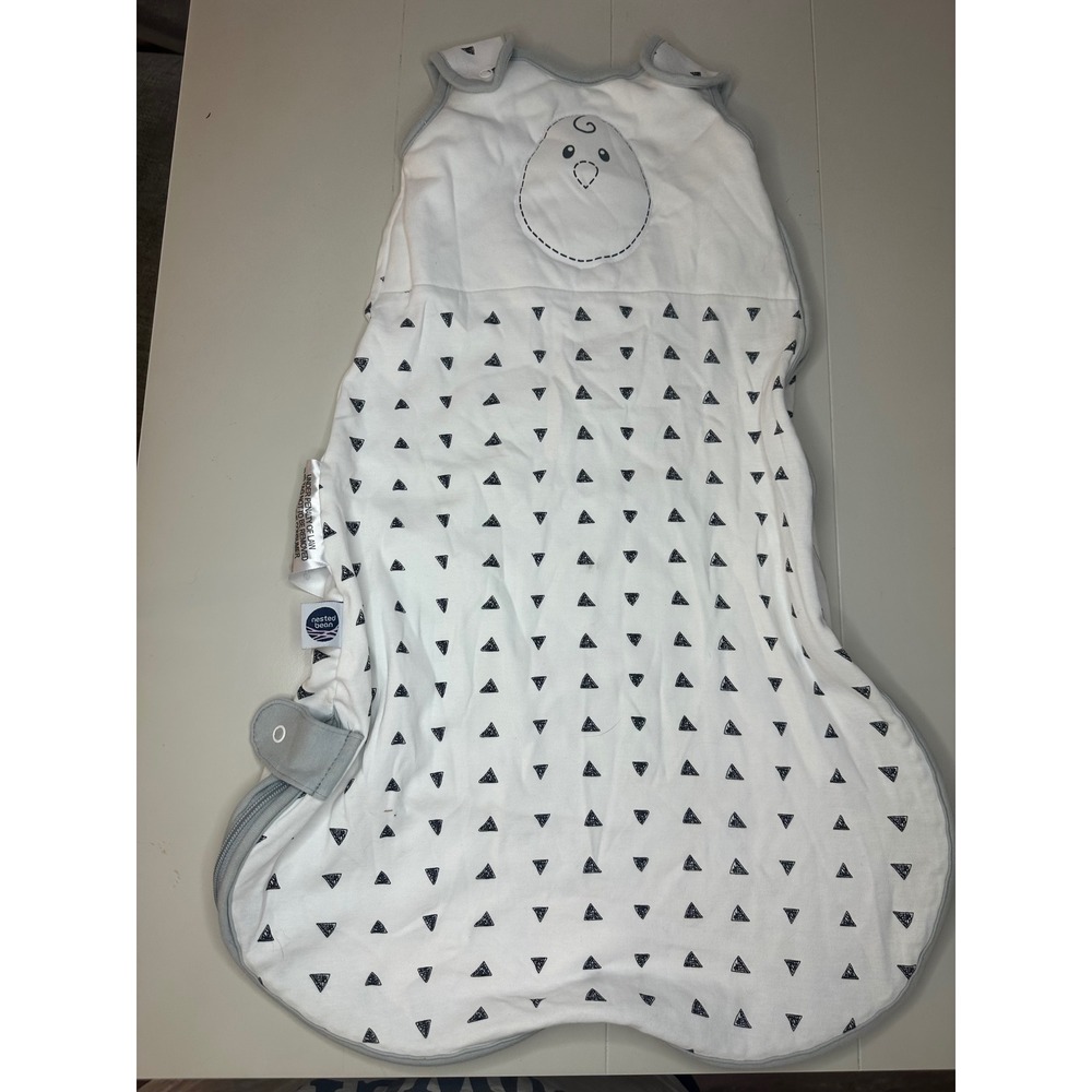 Nested Bean Weighted Sleep Sack Baby 0-6M White Good Triangle Print